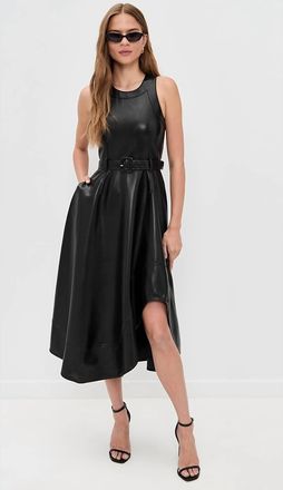Cinq &agrave; Sept Vegan Leather Zelda Midi Dress In Black