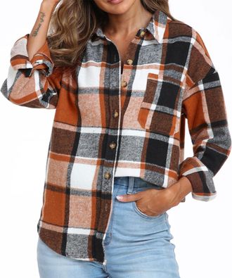 Generic Womens Plaid Shirt Ladies Long Sleeve Button Down Jackets Classic Flannel Checked Shirts Tunic Basic Loose Business Casual Check Blouse Top with Pocke