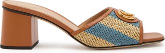 Valentino Garavani 60 Striped-raffia Leather Mules - Blue - 39 (IT39 / UK6)
