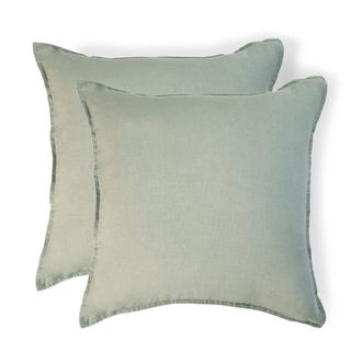 Febronie Funda de almohada (x2) lino verde celad&oacute;n 65x65