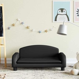 vidaXL Sof&aacute; Para Ni&ntilde;os De Cuero Sint&eacute;tico Negro 70x45x30 Cm Vidaxl