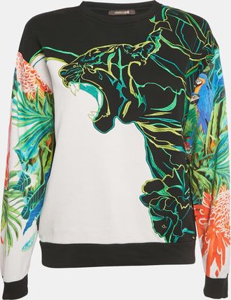 Roberto Cavalli Black/green Printed Cotton Sweatshirt