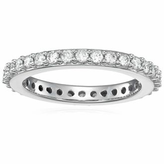 Vir Jewels 1 cttw Lab Grown Diamond Eternity Ring Wedding Band in 14K White Gold For Women