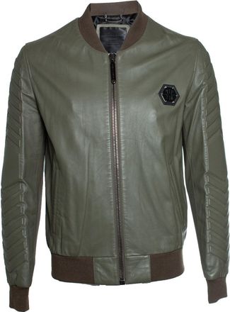 Philipp Plein Philipp Plein, leather jacket in kaki