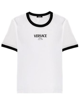 Versace Neutral Fitted Crew Neck Viscose-Blend T-Shirt