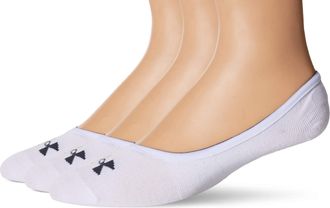 Under Armour 3-Pack Essential Mens White Lightweight Ultra Low Socks 1361184 100