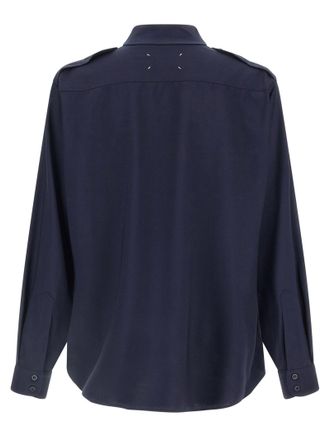 Maison Margiela Wool with Pressed Technique Shirt - Navy