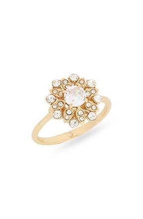 Nordstrom Rack Crystal Flower Ring in Clear- Gold at Nordstrom Rack, Size 8