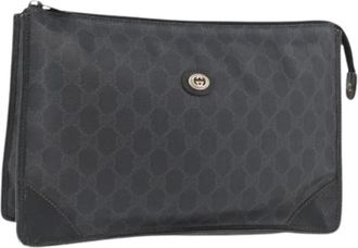 Gucci Pre-owned Vintage GG Canvas Clutch - Dames - Vintage Clutch - Zwart - ONE Size - Leer - Vintage