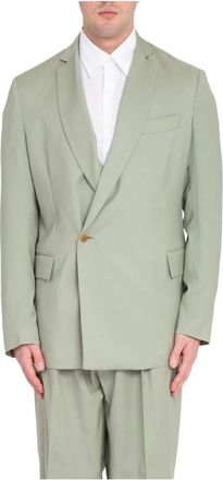 Costumein 1-knoops wollen blazer in 7007 - Heren - Blazers - Groen - M - Wol - Jassen