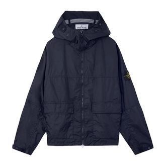 Stone Island Light Jackets, male, Blue, Size: S Wind Jacket