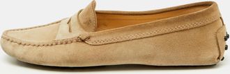 Tod's Tods Beige Suede Gommino Slip On Driving Loafers