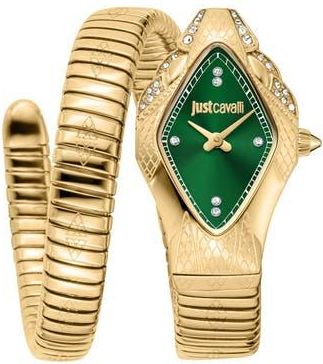 Just Cavalli Snake Wraparound Bracelet Watch, 22mm x 36mm in Gold/green at Nordstrom Rack