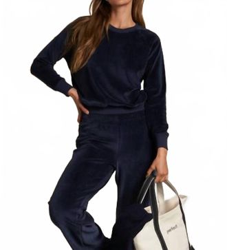 perfectwhitetee Stella Velour Shrunken Raglan Sweatshirt In Navy