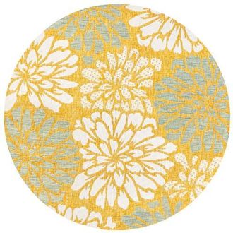 Jonathan Y Designs Zinnia Modern Floral Textured Weave Indoor/Outdoor Round Area Rug in Yellow/cream at Nordstrom, Size 5Ft 0In X 5Ft 0In