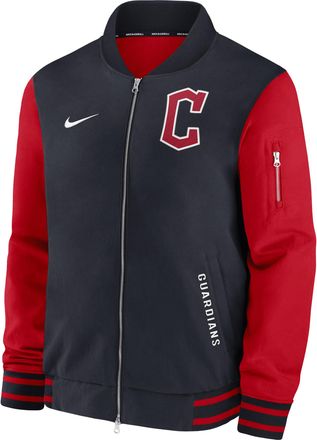 Nike Cleveland Guardians Authentic Collection Dugout Nike Mens MLB Full-Zip Bomber Jacket in Blue | 02F30C7IGUA-TZ7