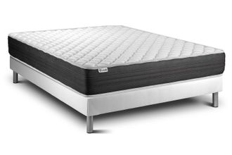 VITALIT Vitalit - Base Tapizada Blanco + Colch&oacute;n Con Espuma Viscoel&aacute;stica 140 X 190