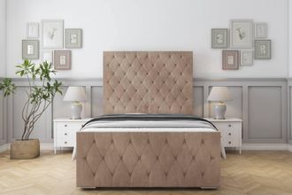 Sloomy Watson Naples Bed Frame With 50 Upholstered Headboard in Light Brown | Size: Super King