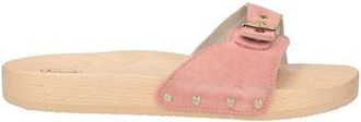 Scholl Pescura Flat Mules for Women in Pink Suede with Buckle Detail