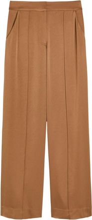 SIMKHAI Kyra Pintuck Wide-leg Satin Trousers - Brown - 12 (UK16 / XL)