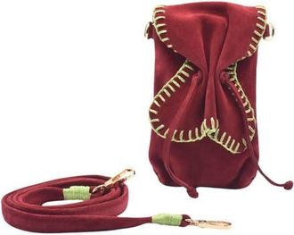 Carlos Falchi Cell Phone Butterfly Suede Leather Bag in Malbec at Nordstrom