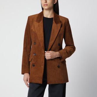 Isabel Marant Giacca doppiopetto color caramello in velluto a costine