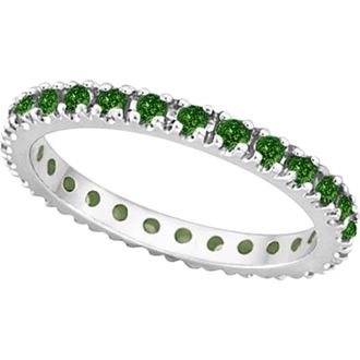 Allurez Natural Diamond Eternity Stackable Ring Band 14K in Leaf Green at Nordstrom, Size 10