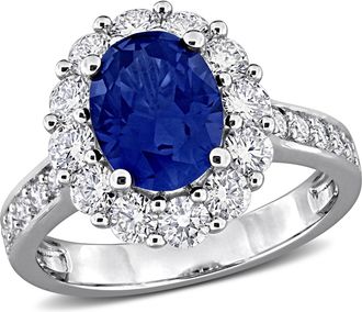 Mimi & Max Lab-Grown Diamond Halo and Created Gemstone Ring