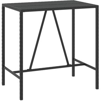 vidaXL Mesa Alta Bar Rat&aacute;n Pe Y Superficie Vidrio Negro 110x70x110 Cm Vidaxl