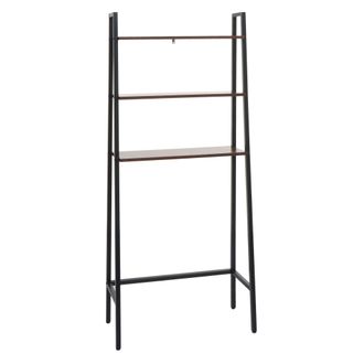 Hhg Hhg - Estanter&iacute;a De Pie 696, Estanter&iacute;a De Ba&ntilde;o Estanter&iacute;a Para Lavadora Estanter&iacute;a Escalera, Industrial Metal Madera 155x64x25cm, Marr&oacute;n