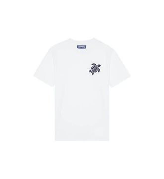 Vilebrequin Men Organic Cotton T-shirt Big Turtle Embroidery in White at Nordstrom, Size Xxx-Large