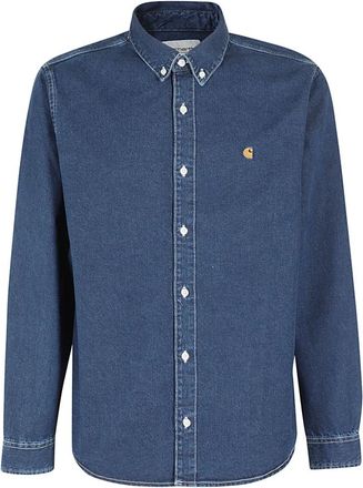 Carhartt Work in Progress Weldon Shirt - Heren - Spijkeroverhemden - Blauw - S - Katoen - Overhemden