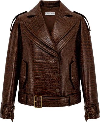 Rowen Rose Korte Trenchcoat - Dames - Jassen - Bruin - Maat: M Leer