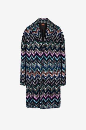 Missoni Oversize-Jacquard-Strickmantel mit Fischgr&auml;ten