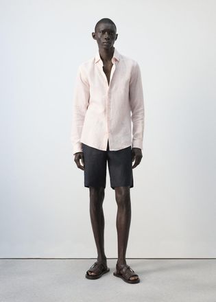 Mango Camicia slim-fit 100% lino righe pesca - Uomo - XXL - MANGO MAN