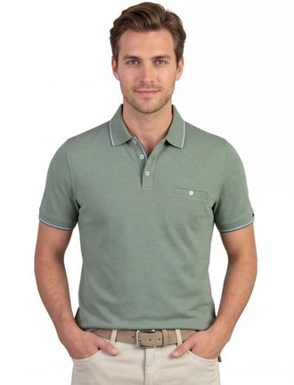 Baileys Poloshirt Baileys groen randjes op boord en mouw