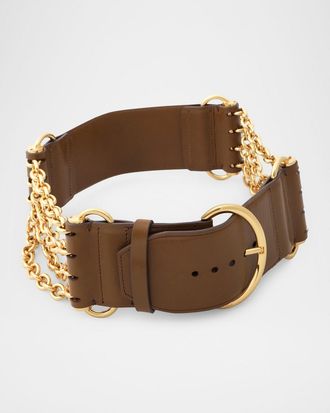Chlo&eacute; Chain And Leather Wide Camera Belt