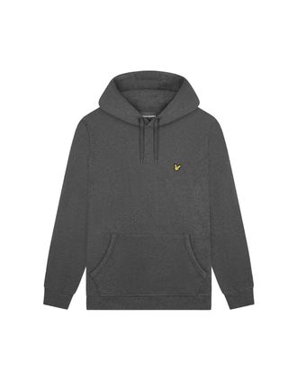 Lyle & Scott Mens Lyle & Scott Branded Charcoal Marl Pull-over Hoodie - Black - Size: 36