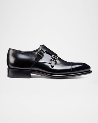 Santoni Men & apos;s Ira Double-Monk Leather Shoes