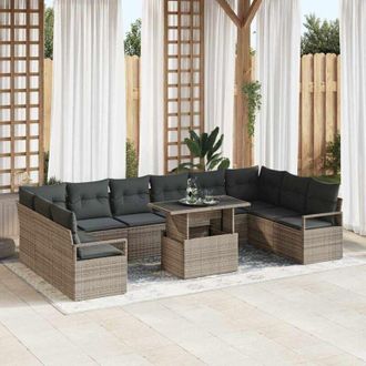 vidaXL Vidaxl - Conjunto De Sof&aacute; De Jard&iacute;n Manual 11 Pcs Gris 100 X 55 X 73 Cm