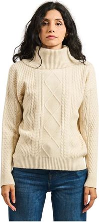 Fracomina Turtlenecks, female, Beige, XS, Beige Cable Knit Turtleneck Jumper