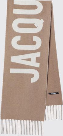 Jacquemus Pure Virgin Wool Scarf with Logo Print and Fringed Hem