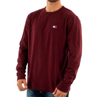 Tommy Hilfiger Mens Regular Badge Long Sleeve T-Shirt Bordeaux, bordeaux, XS
