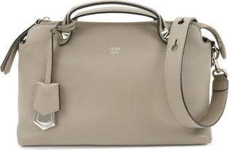 Fendi By The Way Satchel Leather Beige Leather Handbag (Pre-Owned)