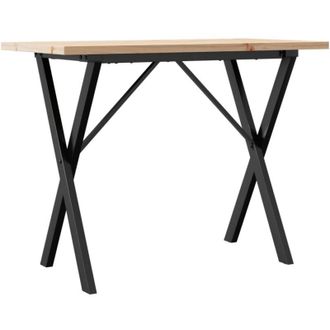 vidaXL Mesa De Comedor Marco X Madera Maciza Pino Acero 100x50x75,5 Cm Vidaxl