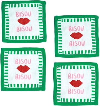 Tiramisu Set Of 4 Bisou French Kiss Cocktail Napkins