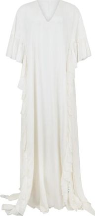 Alberta Ferretti Lange jurk met korte mouwen - Dames - Maxi kleedjes - Wit - L - Kleedjes