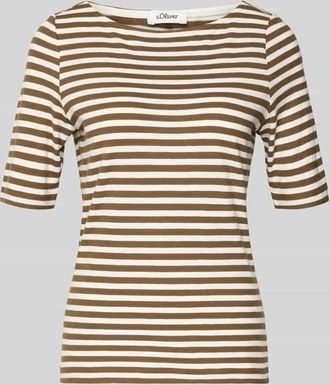 s.Oliver Red Label Slim Fit T-Shirt aus reiner Baumwolle in Mittelbraun, Gr&ouml;&szlig;e 34