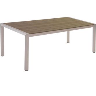Beliani Tavolo da Pranzo Struttura in Alluminio Anodizzato Marrone per 6 Persone 180 x 90 cm Vernio
