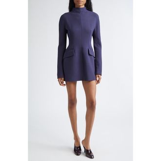 Sportmax Tefrite Long Sleeve Stretch Gabardine Sheath Dress in Midnight Blue at Nordstrom, Size 10